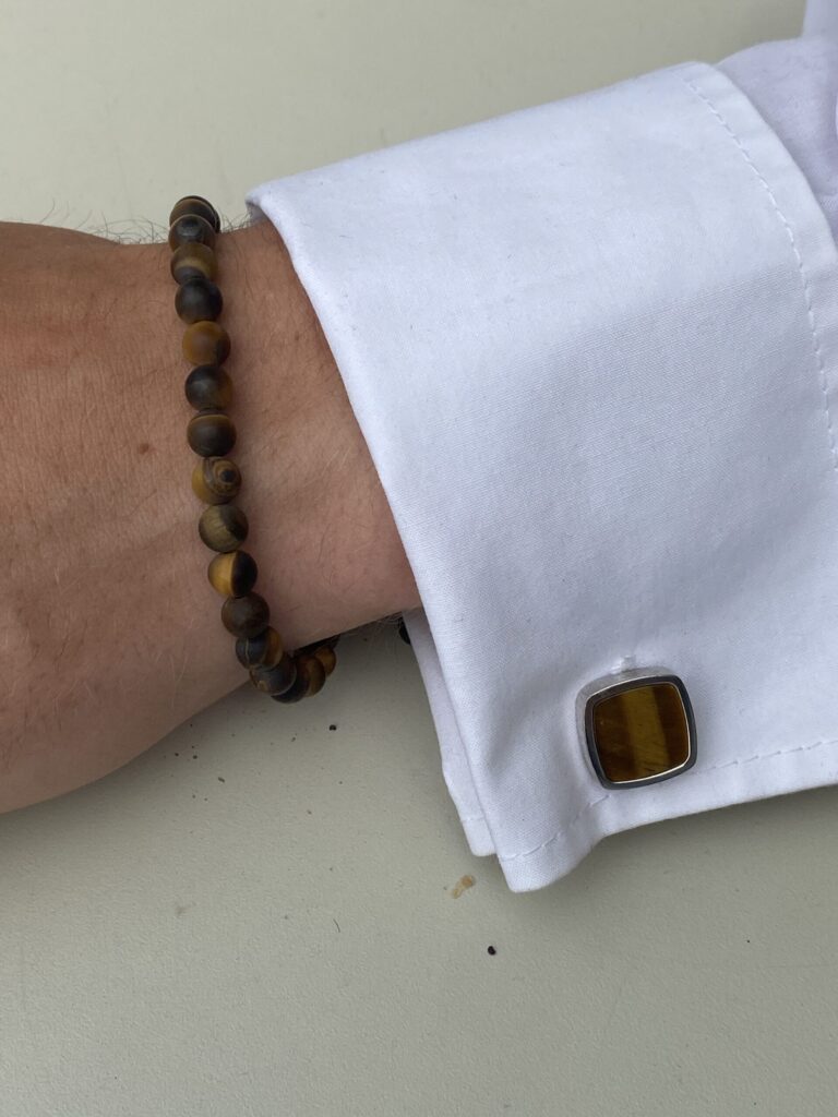Son of Noa "Son silver cufflinks with yellow tiger eye"