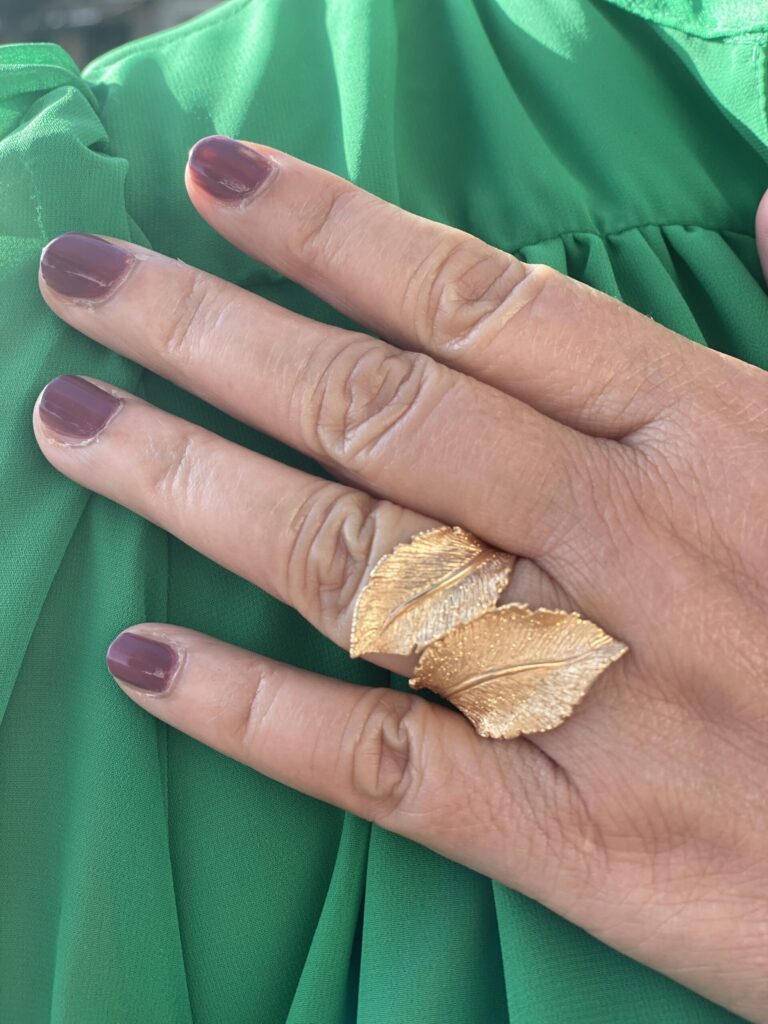 Stardust Leaf ring åpen i forgylt sølv