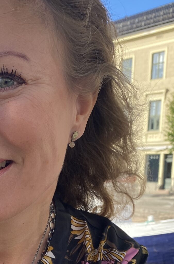 Birdie "Mani Coin" ørepynt med rutil i sølv