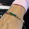 Susanne Friis Bjørner armbånd i forgylt sølv med rutilkvarts, ametyst, grønn agat og ferskenfarget månesten