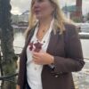 Susanne Friis Bjørner kjede i forgylt sølv med dråpeformet røkkvarts