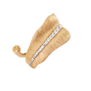 OLE LYNGGAARD COPENHAGEN Leaves ring i gult gull, smal med diamanter