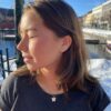 Liv anheng "Sommerfugl" i forgylt sølv med hvit emalje