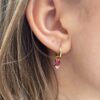 Pan ørering i forgylt sølv med rosa c.zirkonia som henger