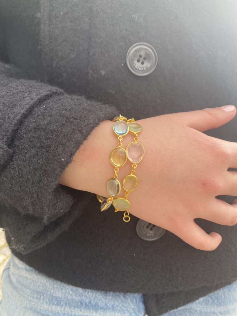 Susanne Friis Bjørner armbånd med rosenkvarts, lemonkvarts og phrenite