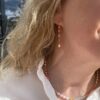 Susanne Friis Bjørner øreheng i forgylt sølv med akvamarin, månesten og perle