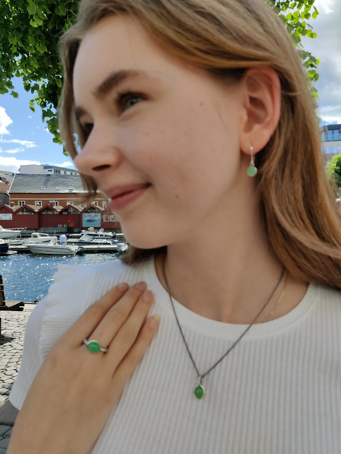 Huldreverket «Sukkertopp» ørepynt med krysopras