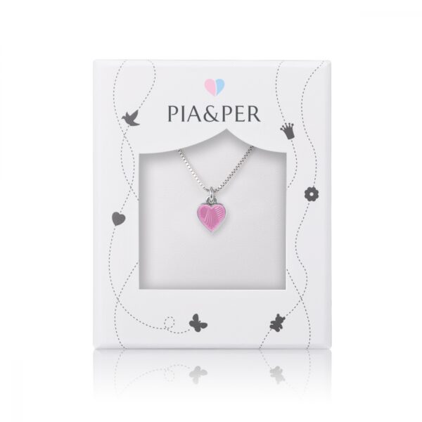 Pia og Per emaljehjerte rosa lite