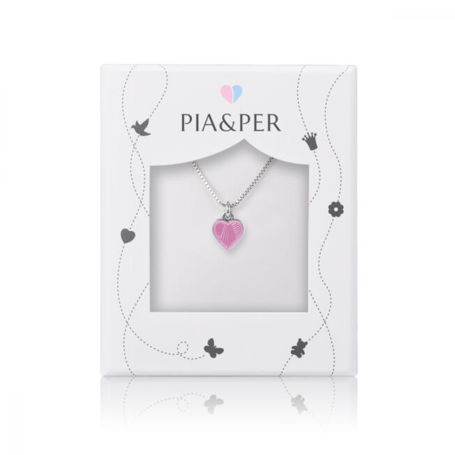 Pia og Per emaljehjerte rosa lite