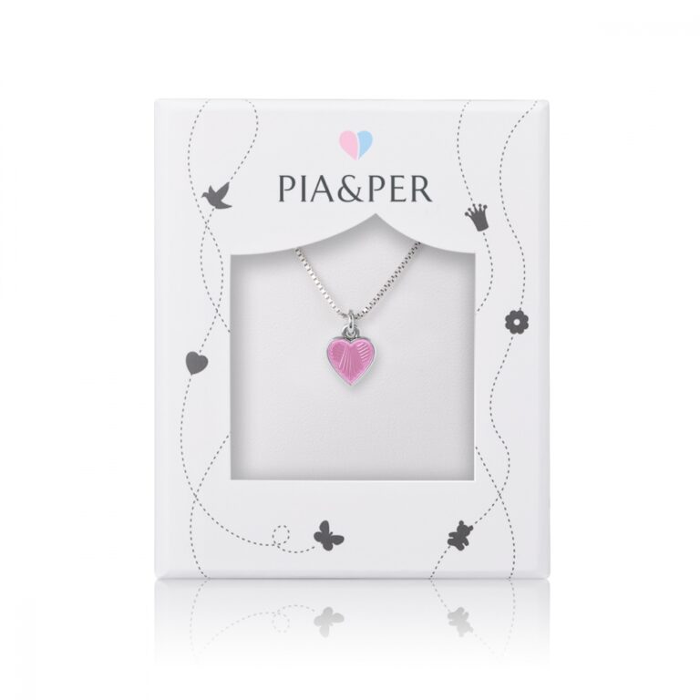 Pia og Per emaljehjerte rosa lite