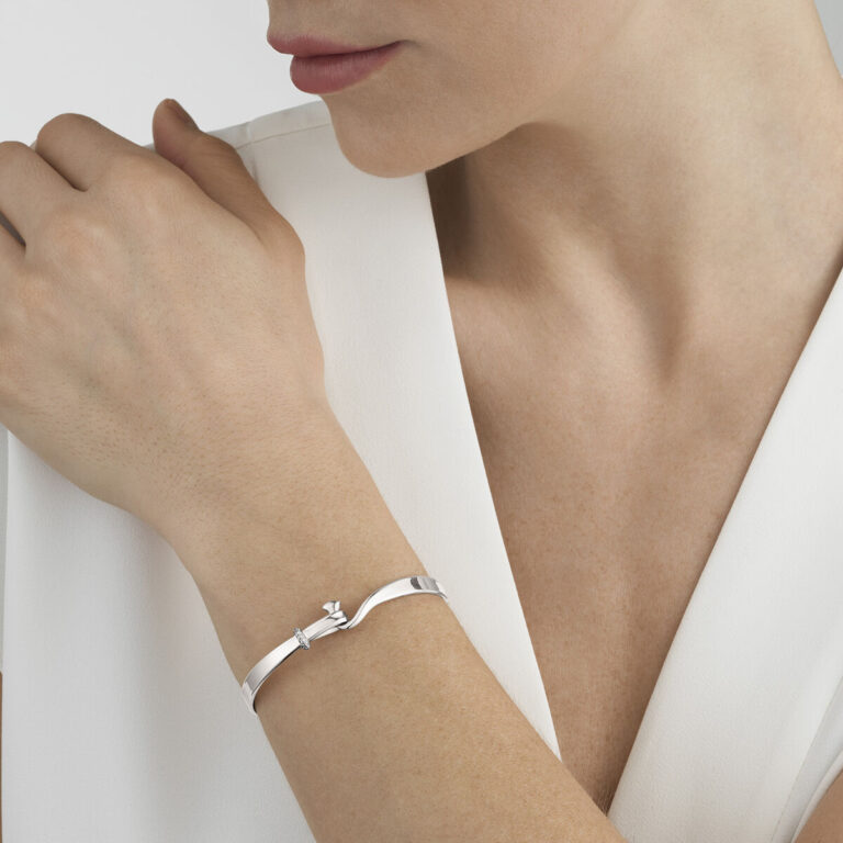 Georg Jensen "Torun" armring i sølv med diamanter