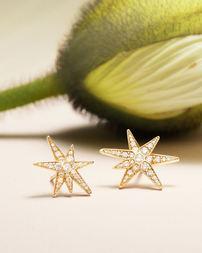 OLE LYNGGAARD COPENHAGEN Funky Stars medium ørepynt i gult gull