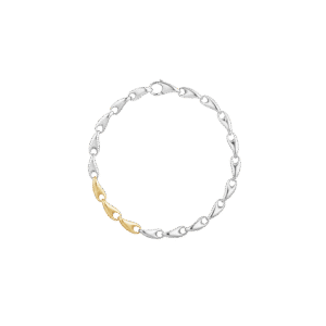 Georg Jensen "Reflect" armbånd i sølv med 3 ledd i gull