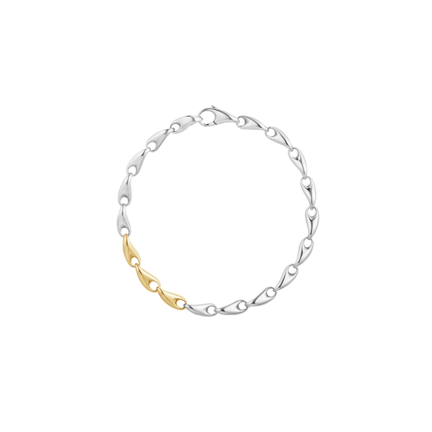 Georg Jensen "Reflect" armbånd i sølv med 3 ledd i gull