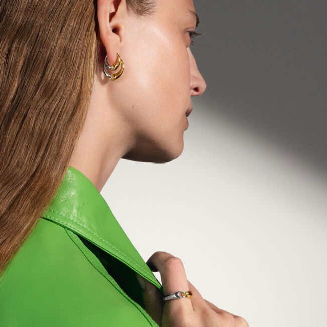 Georg Jensen "Reflect" ring i sølv og gull, liten