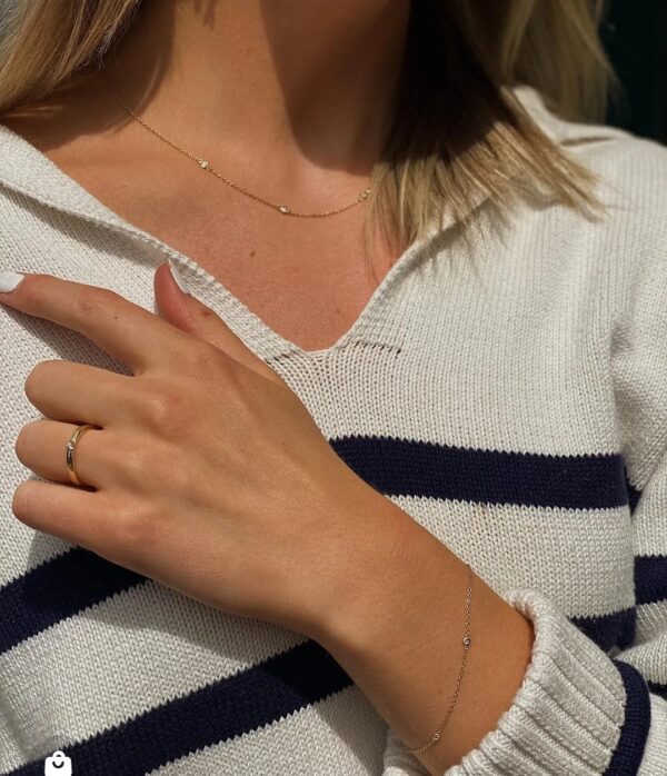 Kjede i gult gull med diamanter 0.10 ct