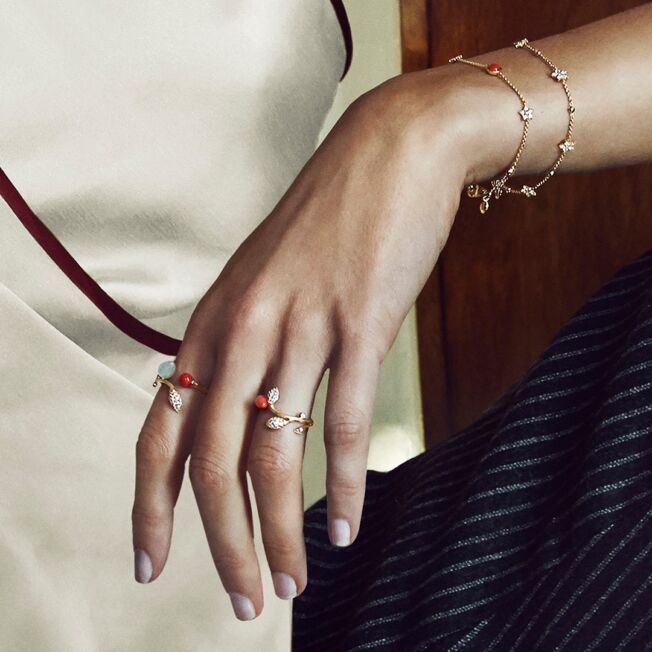 Blooming ring i rose og gult gull