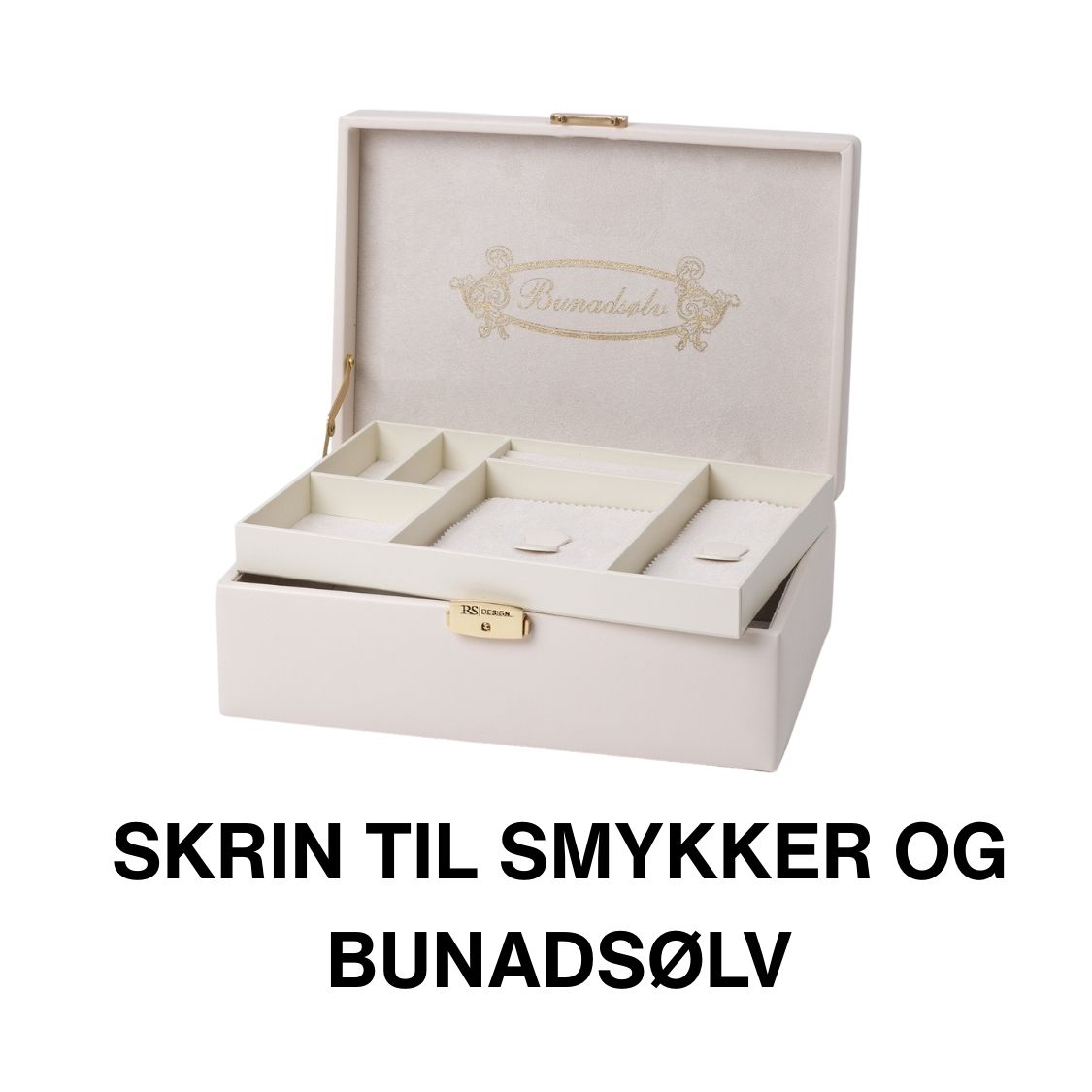 Skrin til bunad og smykker Oppbevaringsskrin til bunadsølv, kittfarget