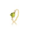 Noën "Stellini" medium ring i gult gull, med diamanter og peridot