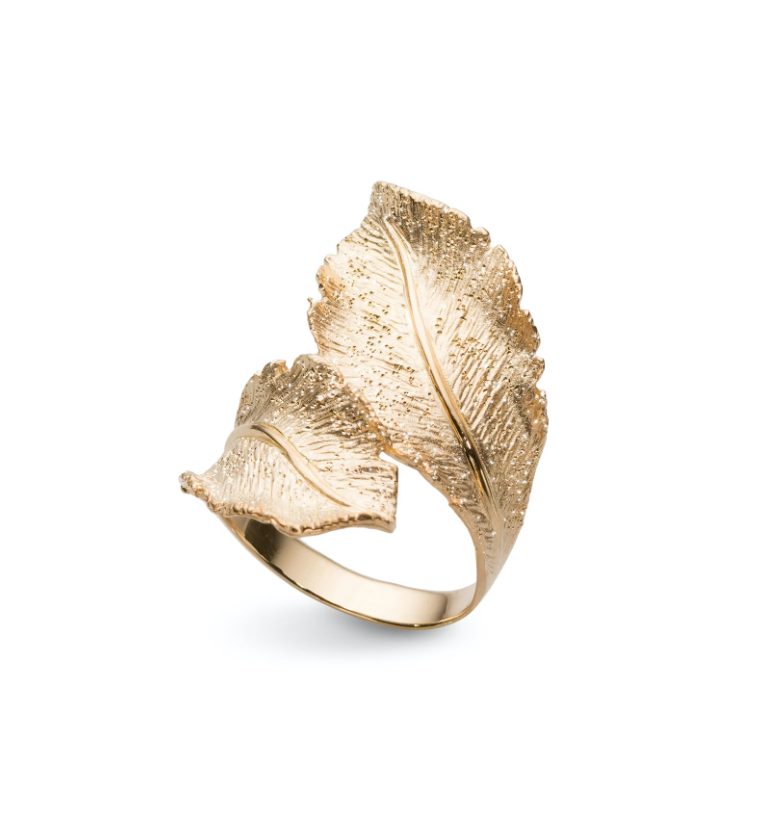 Stardust Leaf ring åpen i forgylt sølv
