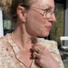 Susanne Friis Bjørner kjede i forgylt sølv med ferskvannsperler, akvamariner og ferskenfargede månestener.