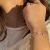 Susanne Friis Bjørner sølv armbånd med 3 pink krysaller