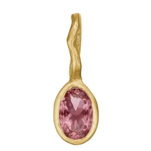 By Birdie "Zenith Pink" anheng i gult gull med turmalin