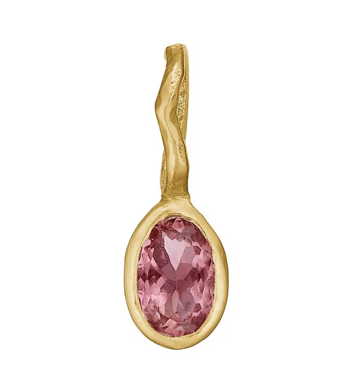 By Birdie "Zenith Pink" anheng i gult gull med turmalin