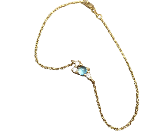 Noën «Stellini» armbånd i gult gull, med diamanter og topas