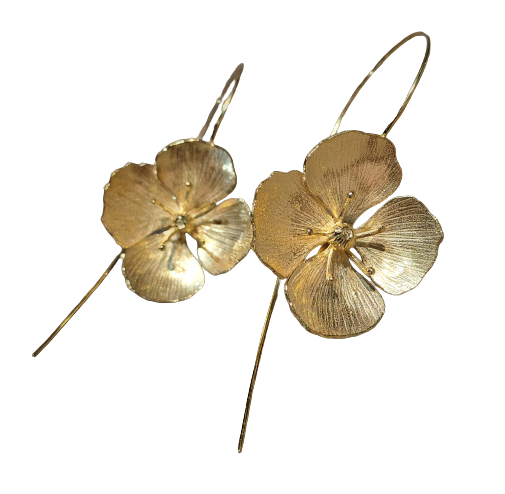 Ulrikke Vogt "Valmue Hook earring large" i forgylt sølv