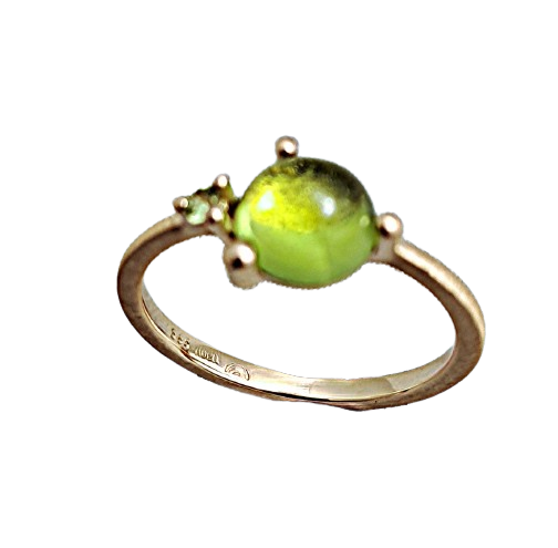 Noën "Stellini" medium ring i gult gull, med peridot