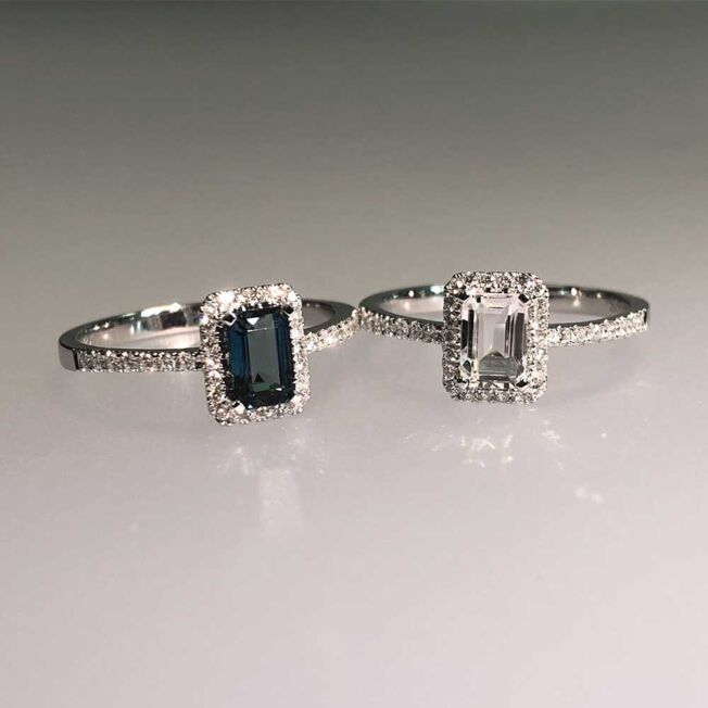 Ring "Harmony" i hvitt gull med hvit topas og diamanter