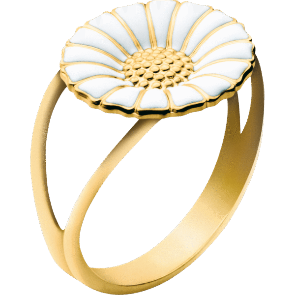Georg Jensen "Daisy" ring i forgylt med hvit emalje