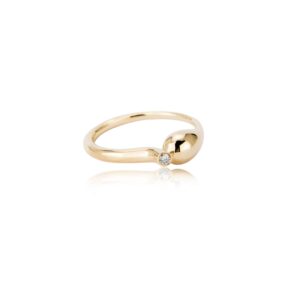 Noën "Drop" ring i gult gull med diamant