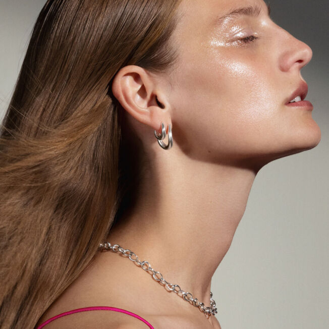 Georg Jensen "Offspring medium earhoop" i sølv