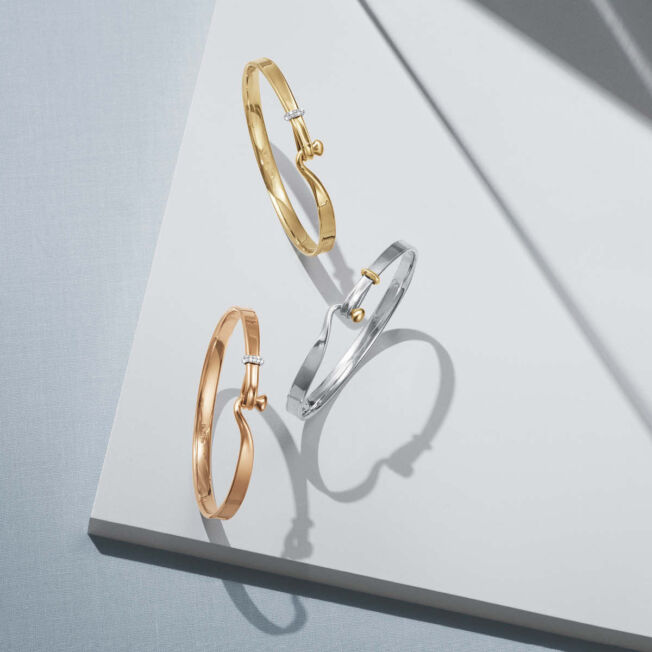 Georg Jensen "Torun" armring i sølv med gull