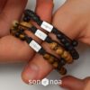 Son of Noa "Son matt black onyx" armbånd med stål lås