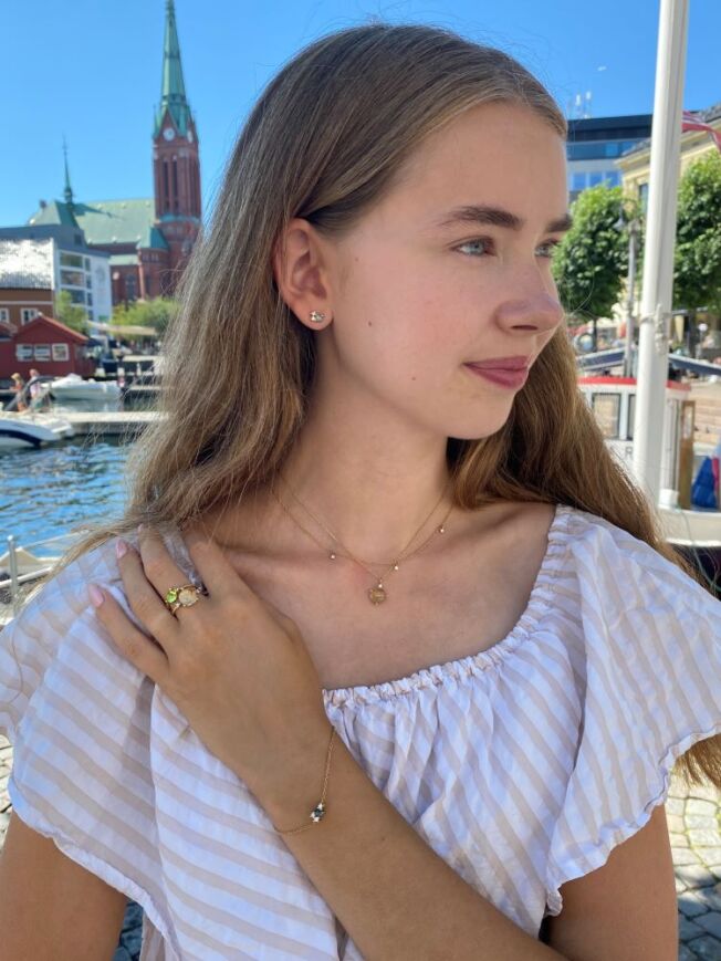 stellini-og-sparkle Stellini og Shine serien fra Noën . Lekre fargede edelstener, sammen med diamanter fattet i fairtrade gull