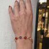 Susanne Friis Bjørner armbånd i forgylt med ametyst, karneol, pink og morganitt krystall