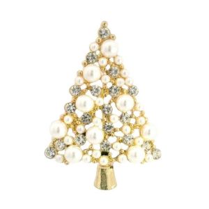 Julenål, juletre med blanke stener og "perler"