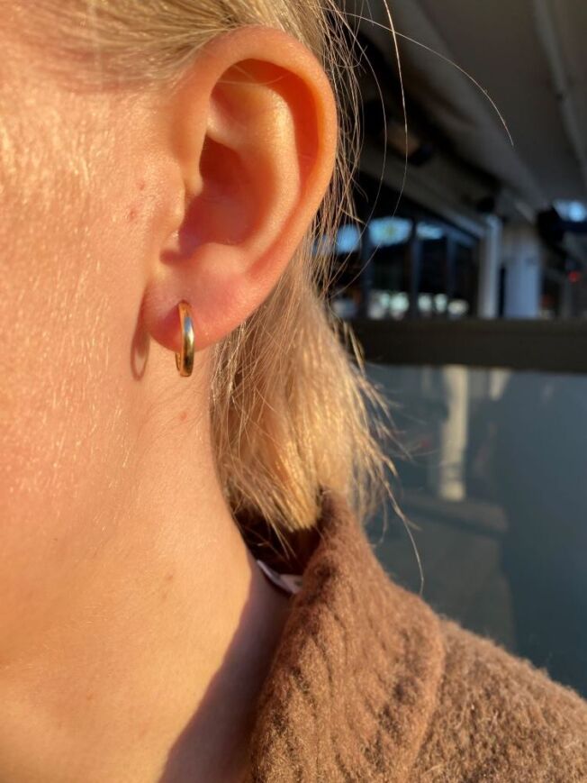 Ørering "Pisa" i gult gull Ø 14 mm