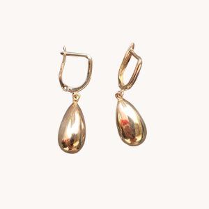 32369 Gult gull øreheng med anheng formet som en dråpe