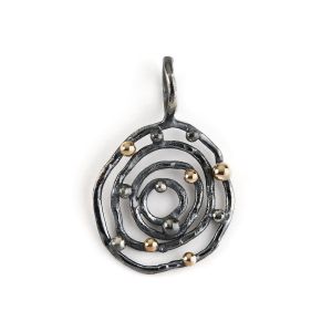 Birdie "Pendant Urban Harlem Buds" anheng i sølv med gult gulls detaljer