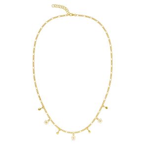 865503 Liv kjede "Jordbærblomst" i forgylt sølv med hvite emalje blomster