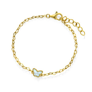Prins og prinsesse, sommerfugl armbånd med lys blå perlemor
