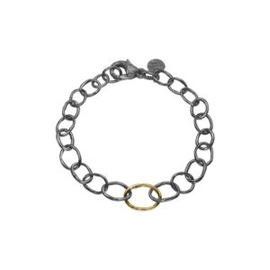 By Birdie "Apollo slim" armbånd i sølv med gult gull detaljer