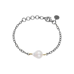 By Birdie "Serene pearl" armbånd i sølv med gult gull og perle