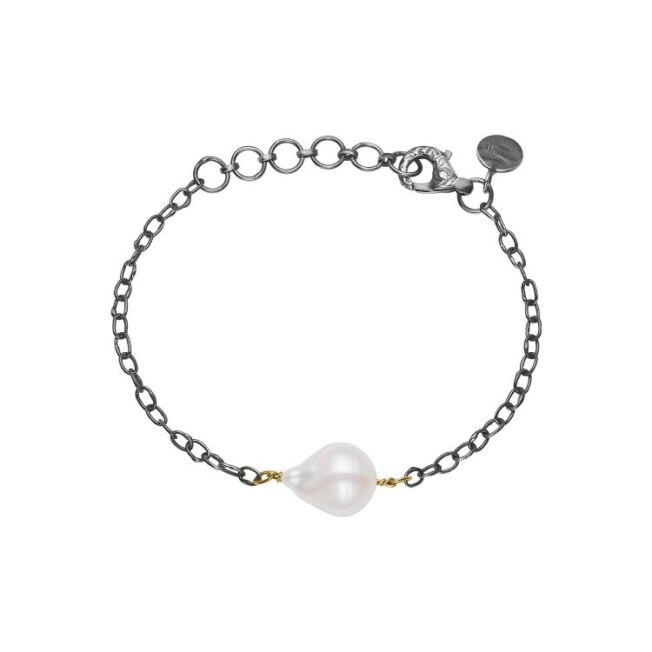 By Birdie "Serene pearl" armbånd i sølv med gult gull og perle
