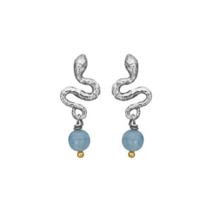 By Birdie "Ears Serpent Silver Aqua" ørepynt i sølv med akvamarin