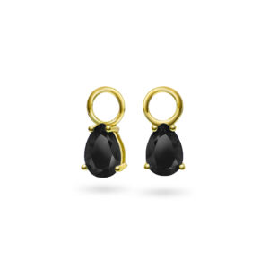 710340 Nora Mørk Drop charms øreanheng i forgylt sølv med sort c.zirkonia mix & match